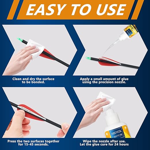 Fletching Glue 100g, Heavy Duty Arrow Glue Kit for Carbon, Aluminum, Wood Shafts, Instant & Clear Arrow Insert Adhesive Bonder for Fletching Vanes, Feathers and Inserts