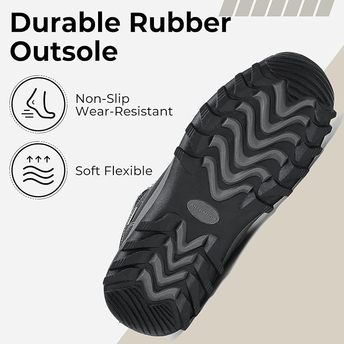 Mishansha Men's Waterproof Snow Boots, Insulated Warm Lined Winter Boot for Cold Weather, Non-Slip Outdoor Trekking Hiking Shoes Size 4-13.5