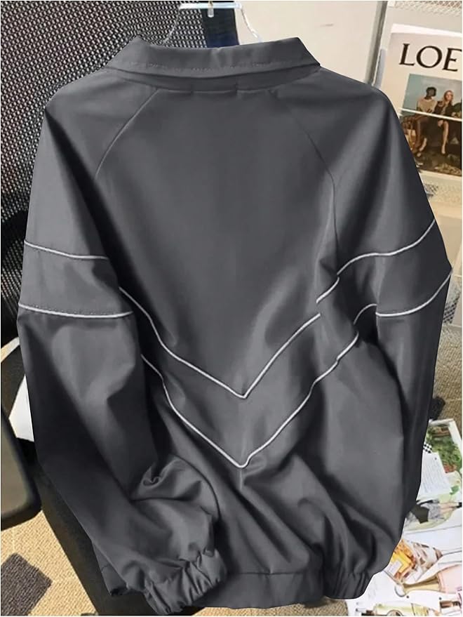 SOLY HUX Men's Y2k Zip Up Jacket Lightweight Windbreaker Outerwear Varsity Jackets