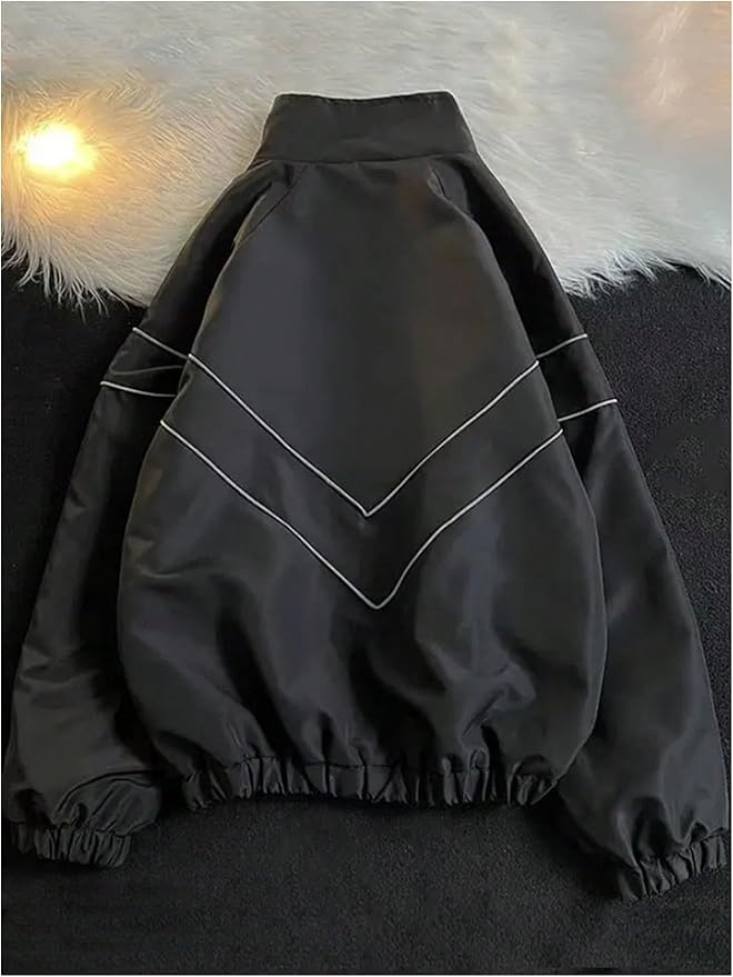 SOLY HUX Men's Y2k Zip Up Jacket Lightweight Windbreaker Outerwear Varsity Jackets