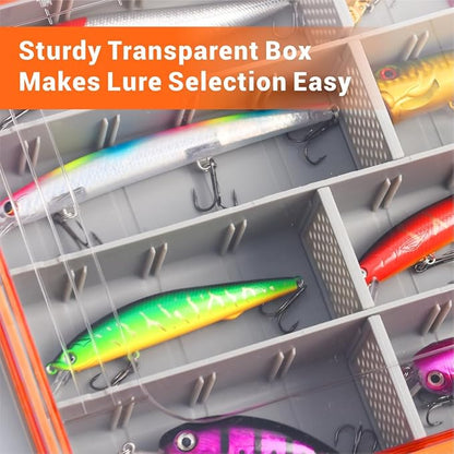 HyperSeal Waterproof Fishing Tackle Box with 3600 and 3700 Trays and Removable Dividers for Lure and Terminal Tackle Storage (Orange, 3600(10.75x7.13x1.8 in)