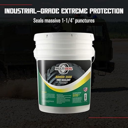 ARMOR 3500 - Our Highest Grade Industrial Tire Sealant Designed for The Most Hazardous & Extreme Operating Environments, 5-Gallon Pail with Pump