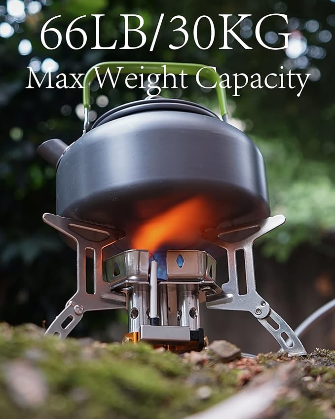 Windproof Portable Backpacking Stove Burner,Piezo Ignition,Stove Adapter,Safe pipeline,High-power,Lightweight,Propane Butane Stove for Camping Hiking Picnic Outdoor-5800W-Plastic Storage Box