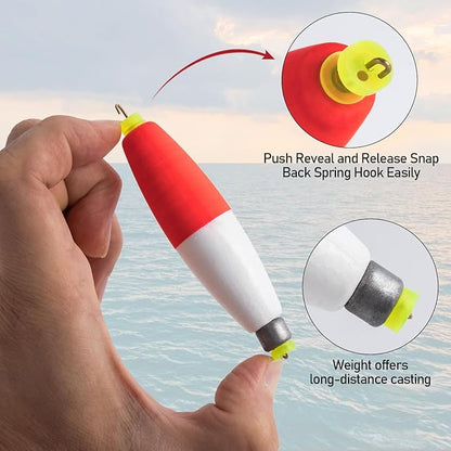 Dr.Fish Cigar Fishing Bobbers Weighted Fishing Floats EVA Foam Snap-On Spring Floats Fly Sea Boat Fishing for Bass Trout Panfish Bluegills