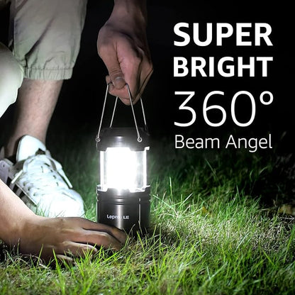 Lepro LED Camping Lanterns Battery Powered, Collapsible, IPX4 Water Resistant, Outdoor Portable Lights for Emergency, Hurricane, Storms and Outages