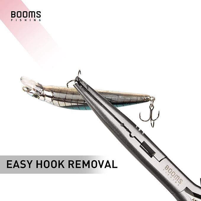 Booms Fishing F03 Needle Nose Fishing Pliers, 9" Fisherman's Pliers, Long Nose Hook Remover, Saltwater Resistant Fishing Gear, Red
