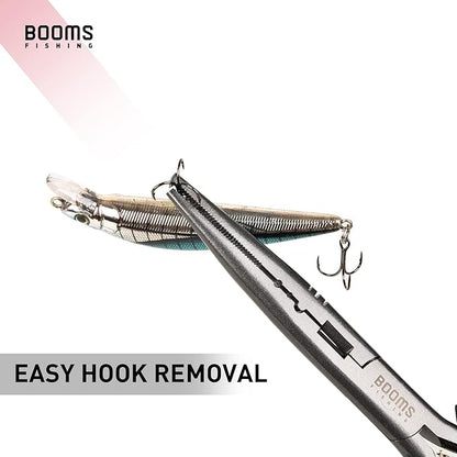 Booms Fishing F03 Needle Nose Fishing Pliers, 9" Fisherman's Pliers, Long Nose Hook Remover, Saltwater Resistant Fishing Gear, Red