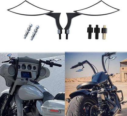 8mm 10mm Black Motorcycle Rearview Side Mirrors Blade Compatible with Harley Sportster Custom Iron 883 Road King Street Softail Electra Glide