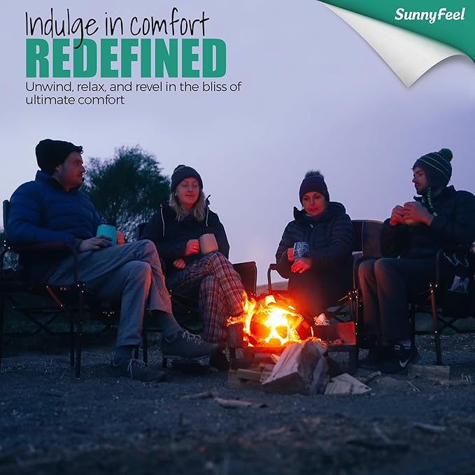 SUNNYFEEL Heated Camping Directors Chair, Heavy Duty,Oversized Portable Folding Chair with Side Table, Pocket for Beach, Fishing,Trip,Picnic,Lawn,Concert Outdoor Foldable Camp Chairs