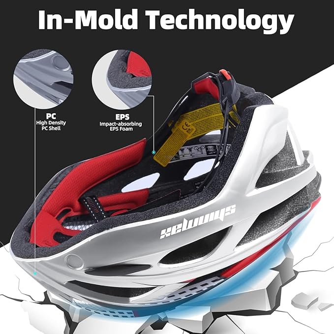 Shinmax Bike Helmet, CPSC/CPC Bike Helmet for Adult Men Women with Magnetic Goggles&Led Back Light Cycling Helmet Adjustable SM-T69