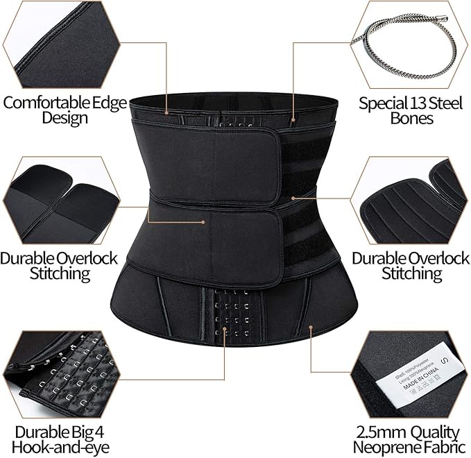 KIWI RATA Mens Workout Waist Trainer Corset Neoprene Sauna Sweat Trimmer Cincher Belt Extra Belly Compression Belts