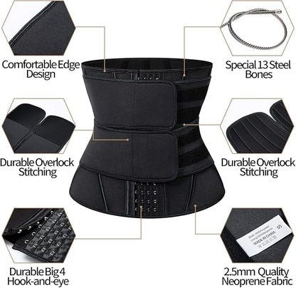 KIWI RATA Mens Workout Waist Trainer Corset Neoprene Sauna Sweat Trimmer Cincher Belt Extra Belly Compression Belts