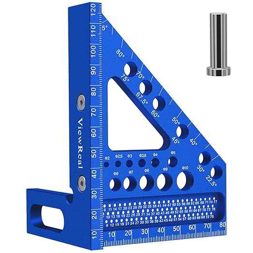 Aluminum Carpenter Square with 3D Multi-Angle Layout Measuring Ruler - Upgraded Pin Pivot Design for Secure Storage, Woodworking Squares Compact Woodworking Tool(Metric)