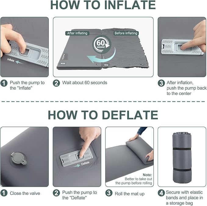 Elegear Self Inflating Sleeping Pad, Built-in Electric Pump 3.1" Ultra-Thick Memory Foam Camping Mattress with Pillow Foam Sleeping Pad for Camping R-Value 9.5 Foam Camping Pad for Car/Traveling