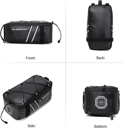 Bike Rear Rack Bag Waterproof Ebike Mountain Bicycle Saddle Bag 7L Cycling Pannier Trunk with Reflector & Adjustable Cord for Commuter Travel Outdoor
