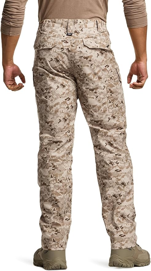 CQR Men's Flex Stretch Tactical Pants, Water Resistant Ripstop Cargo Pants, Lightweight EDC Outdoor Work Hiking Pants