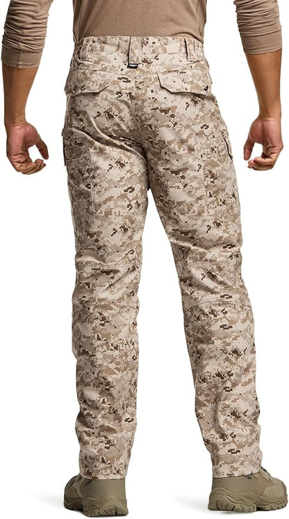 CQR Men's Flex Stretch Tactical Pants, Water Resistant Ripstop Cargo Pants, Lightweight EDC Outdoor Work Hiking Pants