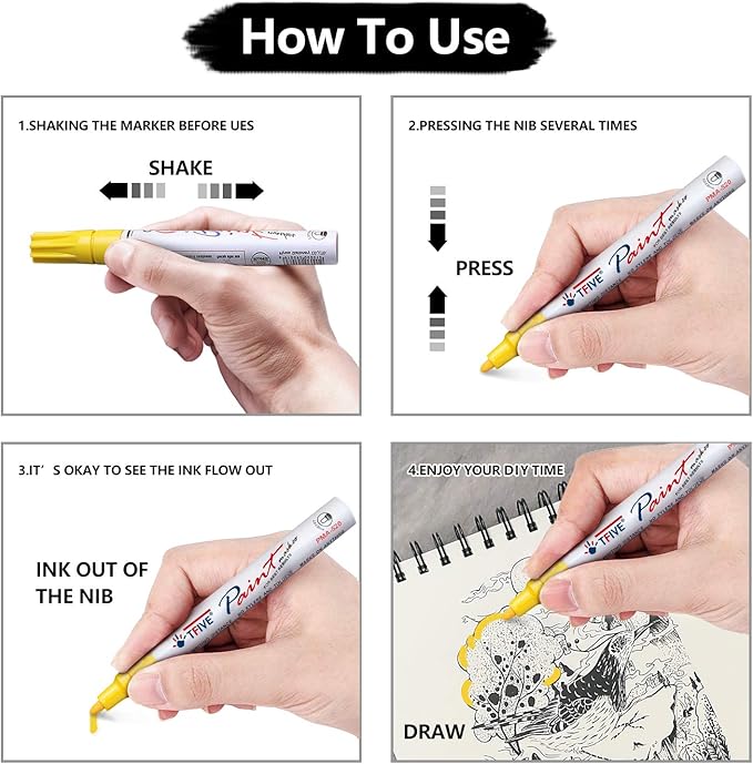 TFIVE Paint Markers Pens - 54 Colors Medium Tip Markers, Permanent, Waterproof & Quick Dry, Paint Pen for Metal, Wood, Fabric, Plastic, Rock Painting, Mugs, Canvas, Glass, Art Craft