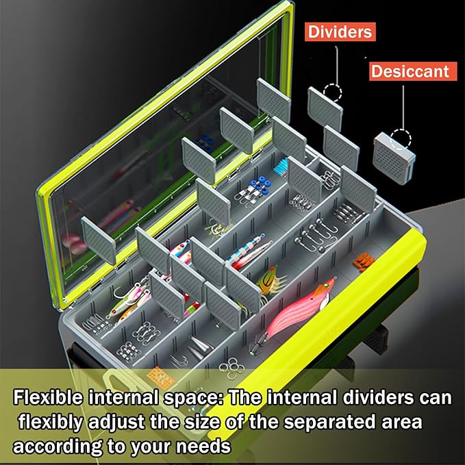 Deluxe Fishing Tackle Box, Waterproof 3600 and 3700 Tackle Trays, Organizer with Removable Dividers, Sealed Lure Box and Terminal Tackle Storage (1, 3600 Yellow)