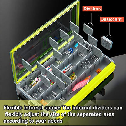 Deluxe Fishing Tackle Box, Waterproof 3600 and 3700 Tackle Trays, Organizer with Removable Dividers, Sealed Lure Box and Terminal Tackle Storage (1, 3600 Yellow)
