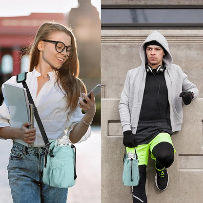 Water Bottle Holder with Strap, 32/40oz Insulation Water Bottle Carrier Bag with Phone Pocket, Water Bottle Sling Bag Crossbody Water Bottle Holder for Hiking Walking
