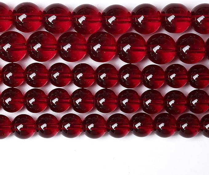 8MM 45PCS Garnet Red Glass Crystal Spacer Loose Beads for Jewelry Making DIY Bracelet 15 Inches 1 Strand