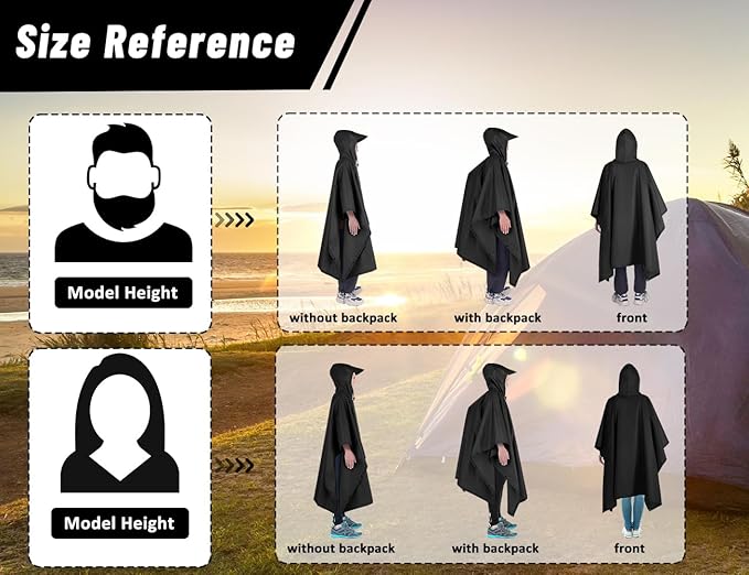 TOMSHOO Multifunctional Raincoat with Hood Hiking Cycling Rain Cover Lightweight Poncho Rain Coat Outdoor Camping Tent Mat