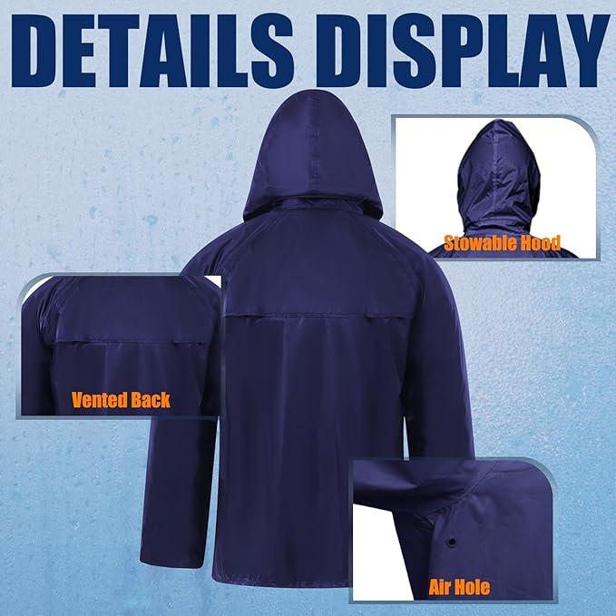 RainRider Rain Jacket Pants Suits for Men Women Waterproof Lightweight Rain Gear Workwear