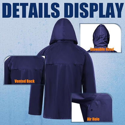 RainRider Rain Jacket Pants Suits for Men Women Waterproof Lightweight Rain Gear Workwear