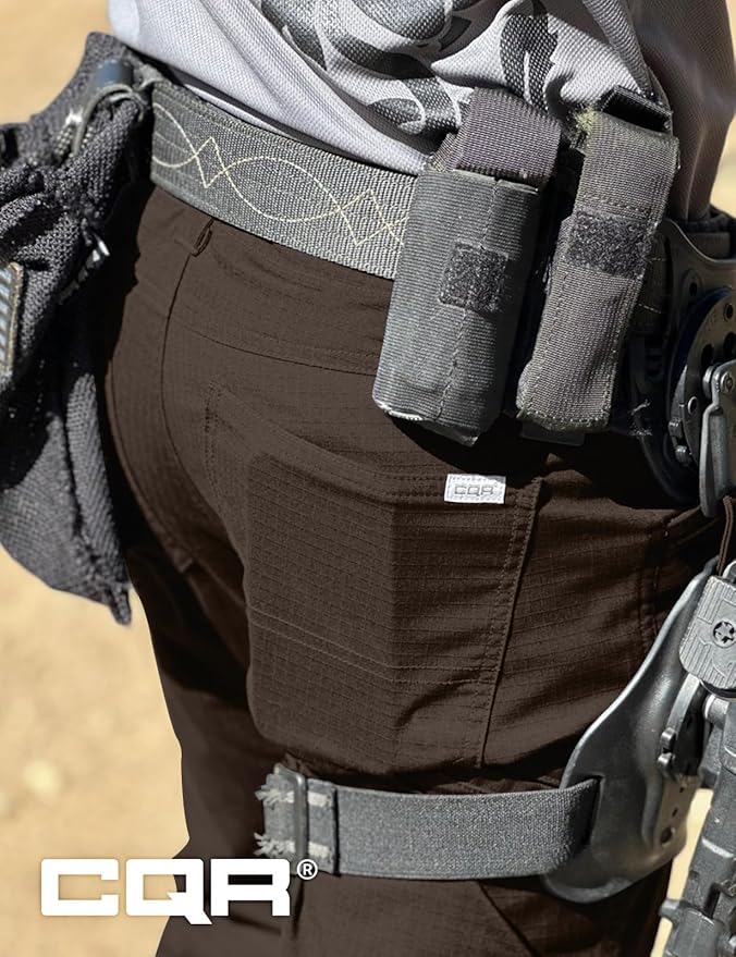 CQR Men's Flex Stretch Tactical Pants, Water Resistant Ripstop Cargo Pants, Lightweight EDC Outdoor Work Hiking Pants