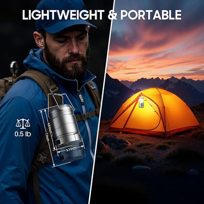 4 Pack Camping Lanterns Rechargeable Collapsible, 65 LED 3 Lighting Modes, 1000LM Dimmable Camping Lights Waterproof, Portable Lantern for Camping Essentials Power Outages Tent Emergency Home Hiking