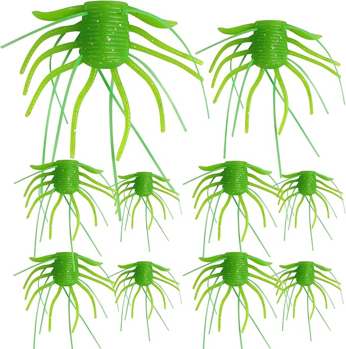 Eupheng Silicone Soft Dice Fishing Lures with Multiple Tentacles, Handmade Slow Sink Bass Fishing Soft Plastic Baits for Drop Shot, Finesse, Wacky Rig