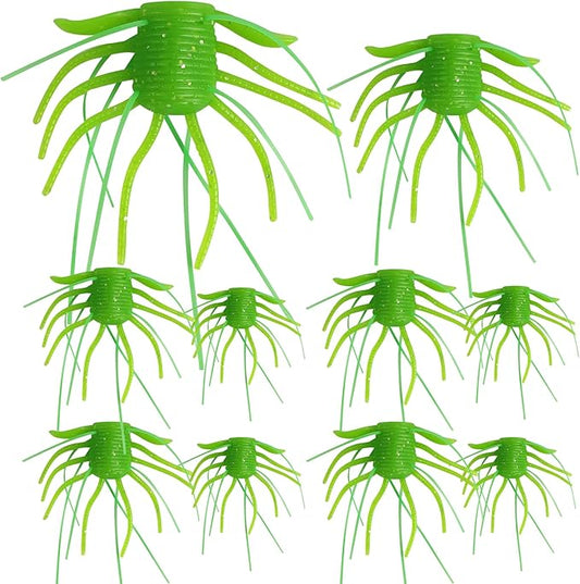 Eupheng Silicone Soft Dice Fishing Lures with Multiple Tentacles, Handmade Slow Sink Bass Fishing Soft Plastic Baits for Drop Shot, Finesse, Wacky Rig