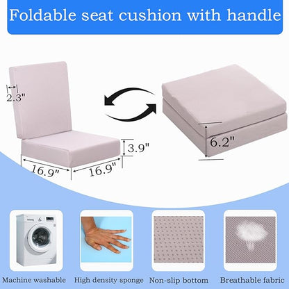 Porch Swing Folding Chair Cushion,Cushion for Outdoor Furniture with Carrying Handle and Adjustable Straps,for Patio,Outdoor,Backyard and Garden(Light Grey)