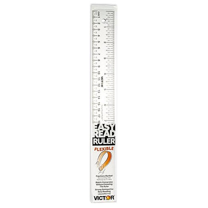 12 Inch Easy Read Ruler, Clear Flexible, Bendable, Shatterproof, Ruler (12 Pack)