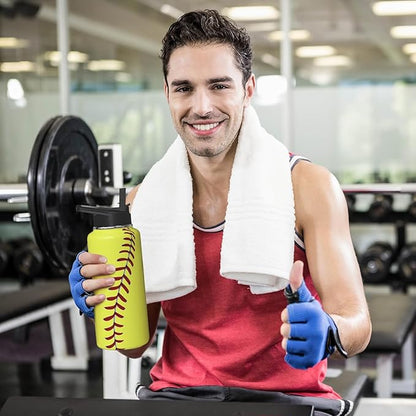 Softball Water Bottle 32oz Insulated Sports Water Bottles Softball Gifts for Men Women Gift for Coach Lovers Fan Players Stuff Accessories for Boys Girls