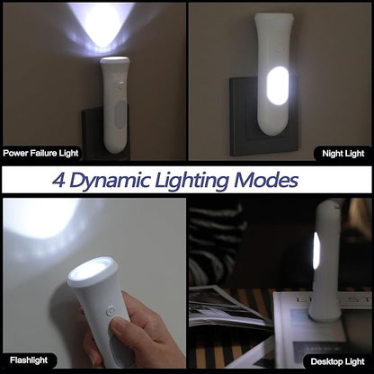 4 in 1 Emergency Lights for Home Power Failure, 4 Pcs Rechargeable LED Flashlight Plug in Wall, Automatic Turn-On Power Outage Night Light Flashlight for Hurricane Preparedness Items