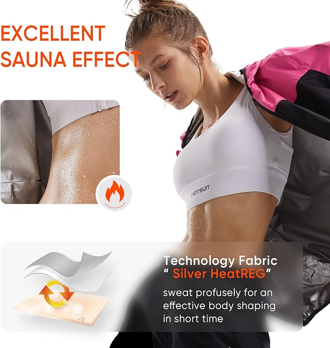 HOTSUIT Sauna Suit for Women Weight Loss Sweat Suits Sauna Jacket Pant Machine Washable Anti Rip for Gym Workout Exercise