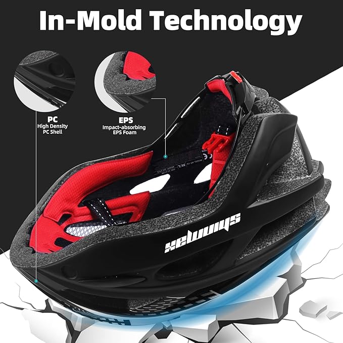 Shinmax Bike Helmet, CPSC/CPC Bike Helmet for Adult Men Women with Magnetic Goggles&Led Back Light Cycling Helmet Adjustable SM-T69