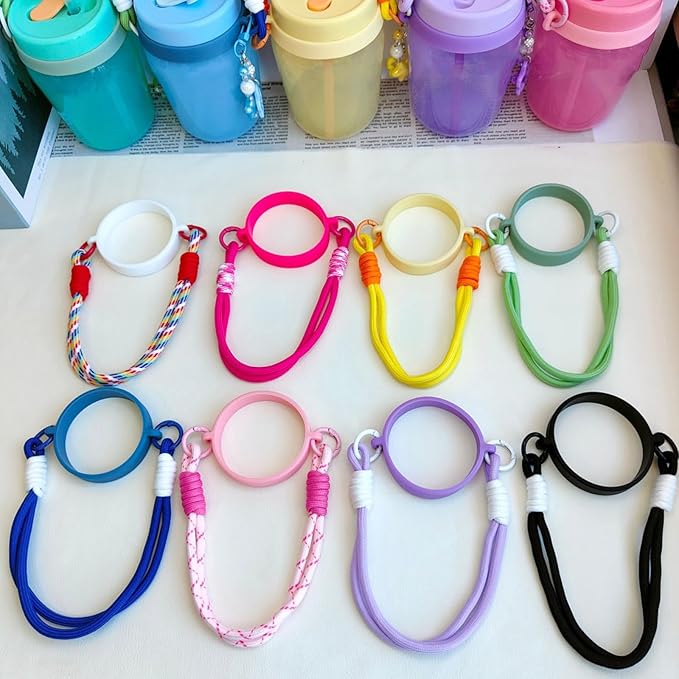 Portable Silicone Cup Sleeve with Adjustable Strap for Coffee Tumblers Water Bottles Beverage Carriers