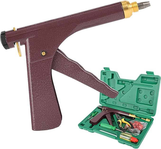 Tire Repair Kit With Plugs Mushroom Tire Plug Kit Tire Patch Kit Heavy Duty Professional Tubeless Tire Gun Puncture Kit for Tyre Punctures and Flats on Cars Motorcycles Trucks and Tractors (Brown)