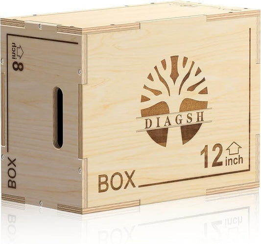 Plyo Box - 3-in-1 Wood Plyometric Jump Platform (16"x12"x8") for Home Gym Training - Ideal for Jumps, Squats & Conditioning-1 Piece