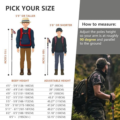 BISINNA Carbon Fiber Trekking Poles Collapsible Hiking Poles Lightweight Walking Sticks with Cork Handle Quick Lock for Women and Men 2pc