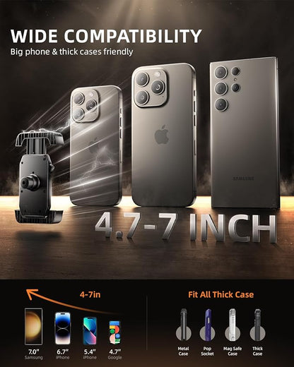 Delobon Motorcycle Phone Mount, Bike Phone Holder, [2025 Upgrade] One Hand Operation Scooter Phone Holder, ATV Phone Mount, for iPhone,Bicycle Handlebar Accessories for 4.7-7.0 inch Smartphones