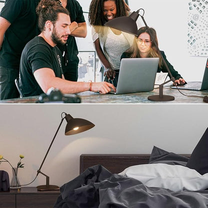 Desk Lamp Modern Industrial 100% Metal Table Lamp 22", Soft White Light (3000K) with Adjustable Switch, Ideal for Office Bedroom Study Room Living Room Nightstand Bedside Lamps Sand Black