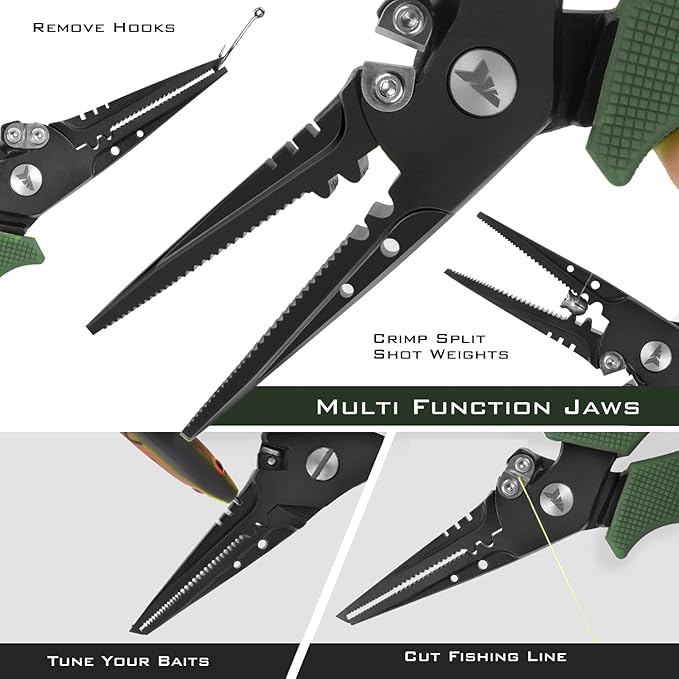 KastKing Cutthroat 7 inch Fishing Split Ring Pliers, 420 Stainless Steel Fishing Tools, Saltwater Resistant Fishing Gear, Tungsten Carbide Cutters