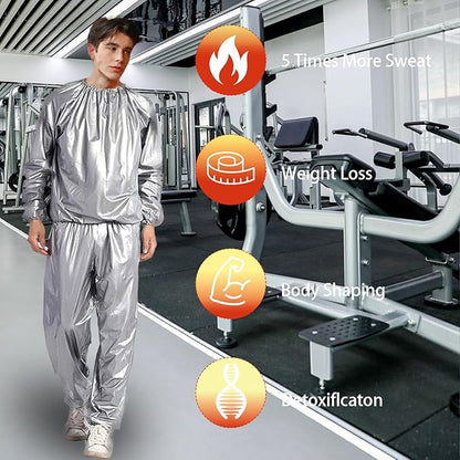 Sauna Suit, Lightweight Sauna Sweat Suit, Anti Rip Sweats Suit for Men Women, Gym Fitness Workout Suits Top Pants