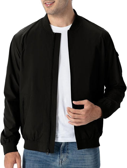TBMPOY Men's Lightweight Bomber Jackets Light Windbreaker Casual Stylish Fall Golf Zip Up Dress Business Varsity