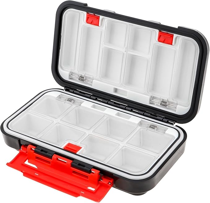 OriGlam Fishing Tackle Storage Box, Double Sided Waterproof, 16 Compartments, Fishing Lure Box Storage Containers (Black)