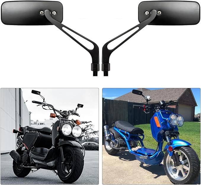 Devilmotor Black Rectangle Motorcycle Bobber Mirrors for Cruiser Chopper with Smoke Blue 8mm-10mm (Black)